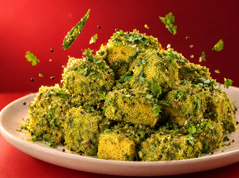 Green tadka khaman